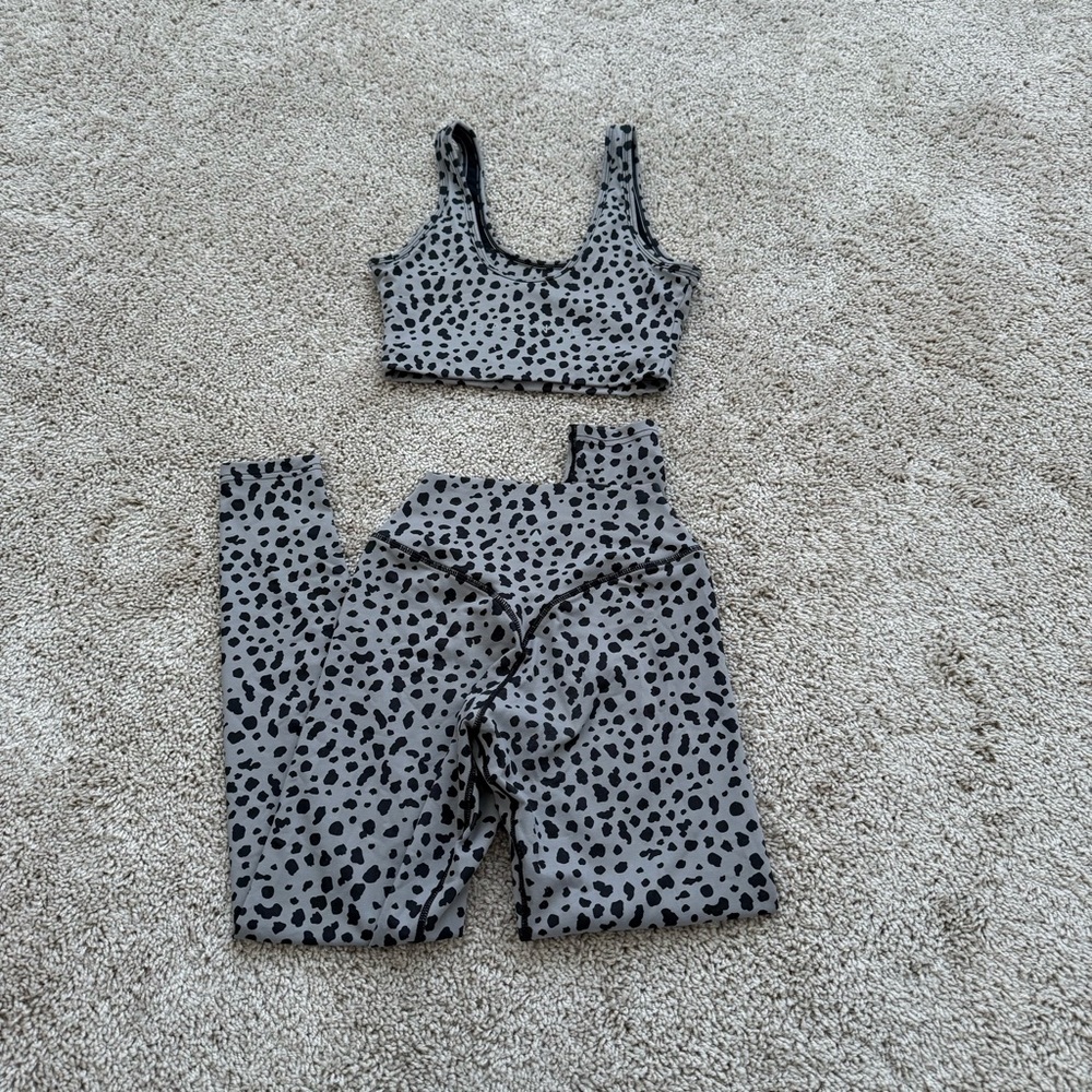 Balance Athletica Gray and Black Leopard Print Set